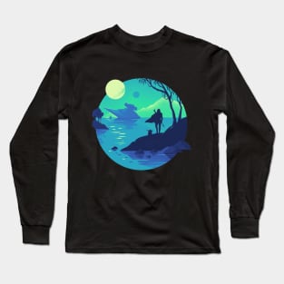 Galaxy Friendship in Green Long Sleeve T-Shirt